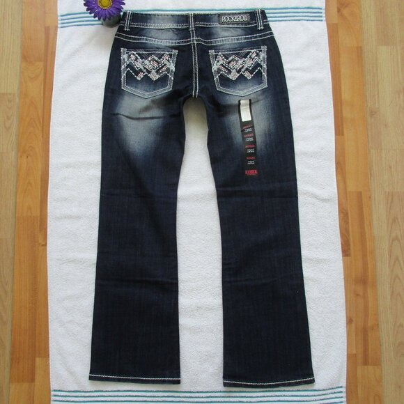 New ROCK & ROLL Cowgirl Jeans Size 30x32 Embellished Boot Cut Denim - Picture 10 of 14